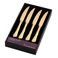 New Stanley Rogers Chelsea Set of 4 Steak Knives 4pc , Gold