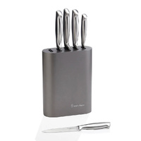 Stanley Rogers Oval Metallic Pewter 6 Piece Knife Block Set 6pc