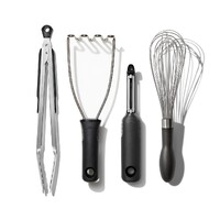 OXO Good Grips 4pc Kitchen Essentials Tool Set 4 Piece - Wisk Masher Tongs Peeler