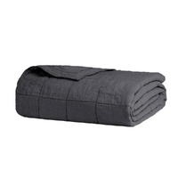 Bambury Linen Quilted Coverlet 260cm x 240cm Charcoal - Queen / King