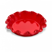 Emile Henry Ceramic Ruffled Pie Dish - Burgundy