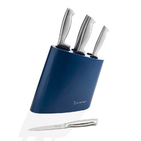Stanley Rogers Modern Steel Metallic Baltic Blue 6 Piece Knife Block Set 6pc