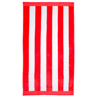 Bambury Classic Stripe Velour Beach Towel , Poppy 95 x 175cm