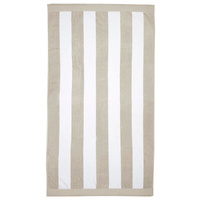 Bambury Classic Stripe Velour Beach Towel , Pebble 95 x 175cm