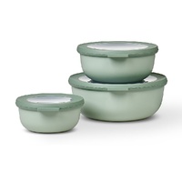 Mepal Cirqula Round Bowl Small 3 Piece Set Multi Storage 3pc - Nordic Sage