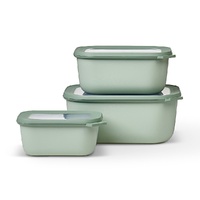 Mepal Cirqula Rectangular Multi Bowl Large 3 Piece Set Storage 3pc - Nordic Sage