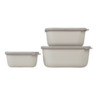 Mepal Cirqula Rectangular Multi Bowl Large 3 Piece Set Storage 3pc - Nordic White