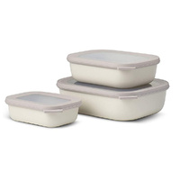 Mepal Cirqula Rectangular Multi Bowl Small 3 Piece Storage Set 3pc - Nordic White
