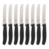 Victorinox Steak & Tomato 11cm Knife Pistol Grip Set x 8 Knives Black