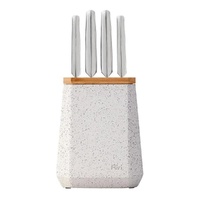 Furi Pro Stone 5pc Knife Block Set Black and White Terrazzo 5 Piece - 41502