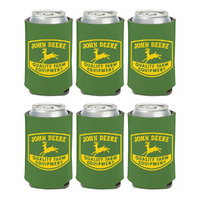 John Deere Can Cooler / Stubbie Holder 12oz Green Retro Farm Logo Set of 6