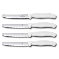 Victorinox Steak & Tomato 11cm Knife Pistol Grip Set x 4 Knives - White