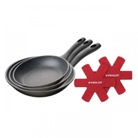 Pyrolux Pyrostone 3 Piece Frypan Set & 2 Felt Protectors