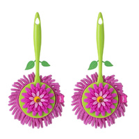 Vigar Flower Power Round Microfibre Duster Pink , Set of 2