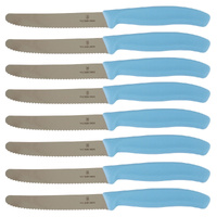 Victorinox Steak & Tomato 11cm Knife Pistol Grip Set x 8 Knives - Skyline Blue