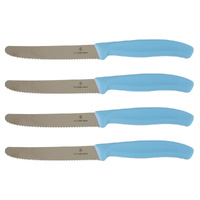 Victorinox Steak & Tomato 11cm Knife Pistol Grip Set x 4 Knives - Skyline Blue