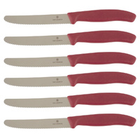 Victorinox Steak & Tomato 11cm Knife Pistol Grip Set x 6 Knives - Mystery Mulberry