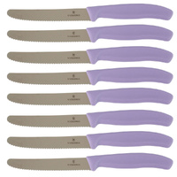 Victorinox Steak & Tomato 11cm Knife Pistol Grip Set x 8 Knives - Sunset Purple