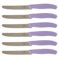 Victorinox Steak & Tomato 11cm Knife Pistol Grip Set x 6 Knives - Sunset Purple