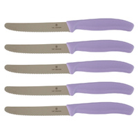Victorinox Steak & Tomato 11cm Knife Pistol Grip Set x 5 Knives - Sunset Purple