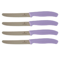Victorinox Steak & Tomato 11cm Knife Pistol Grip Set x 4 Knives - Sunset Purple