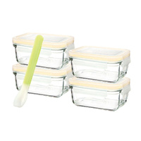 Glasslock Baby 5 Piece Rectangular 150ml Food Container Set & Spoon 28097