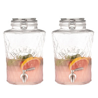 Kilner Diamond Drink Dispenser W/ Stainless Steel Tap 5L - Set of 2