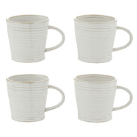 Amalfi Somerset Coffee Mug 350ml Milky White Glaze Stoneware - 4 Piece Set