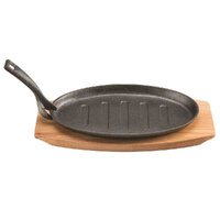 Pyrolux Pyrocast Oval Sizzle Plate with Tray 27 x 18cm - Suits All Cooktops 11861