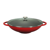 Chasseur Wok With Glass Lid 37cm / 4.5L - Inferno Red
