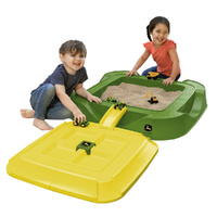 John Deere Sand Pit Play Box with Activity Lid Includes 5 Vehicles 18m+