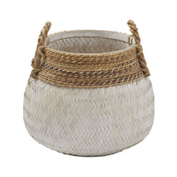 Amalfi Bambu Woven Basket - White Wash & Natural 47x47cm