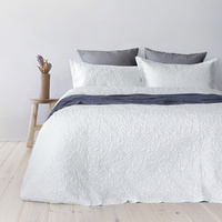 New Bambury Botanica Embossed White Coverlet Set - Queen / King 
