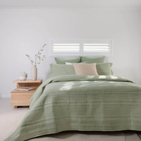 Bambury Flinders Embossed Coverlet Set Sage - Single / Double
