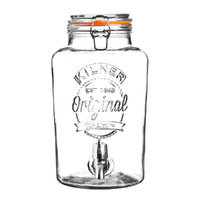 Kilner Round Clip Top Drink Dispenser W/ Stainless Steel Tap - 5L