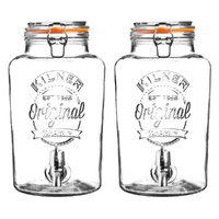 Kilner Round Clip Top Drink Dispenser W/ Stainless Steel Tap 5L - Set of 2