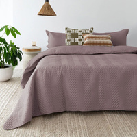 Bambury Herringbone Embossed Coverlet Set Mauve - Single / Double