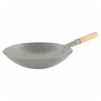 Chef Inox Professional 38cm Iron Wok with Wood Handle