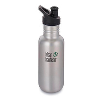 Klean Kanteen Classic 18oz / 532ml Camping Water Bottle Sport Cap - Brushed Stainless
