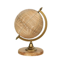 Society Home Sterling Rattan World Globe Wooden Base 21x33cm 