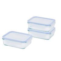 Glasslock Rectangular Storage Container Set w/ Lid 3pc - 1L