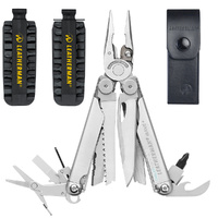 New Leatherman WAVE PLUS + Stainless Steel Multi-Tool & Leather Sheath & Bit Kit