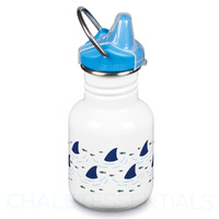 KLEAN KANTEEN KID 355ML 12 OZ SIPPY SHARKS BPA FREE WATER BOTTLE SAVE !