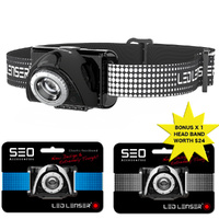LED LENSER SEO 7R Head Torch Headlamp BLACK 220 Lumens & Bonus Headband