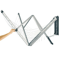 Brabantia Wall Fix Fold Away 24m 4 Arm Clothes Line W/ Cover - Wall Mount Washing