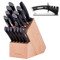 Scanpan Classic Oak 15 Piece Knife Block Set 15pc & Sharpener