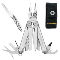 Leatherman Wave Plus + Stainless Steel Multi Tool & Nylon Sheath & Skeletool KBX