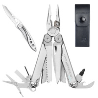Leatherman Wave Plus + Stainless Steel Multi Tool & Leather Sheath & Skeletool KBX
