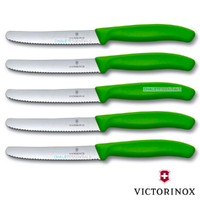 Victorinox Steak & Tomato 11cm Knife Pistol Grip Set x 5 Knives - Green