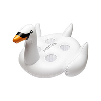 NEW SUNNYLIFE INFLATABLE WHITE SWAN DRINK HOLDER POOL FLOAT TOY HOLDS 4 CUPS GIFT XMAS
